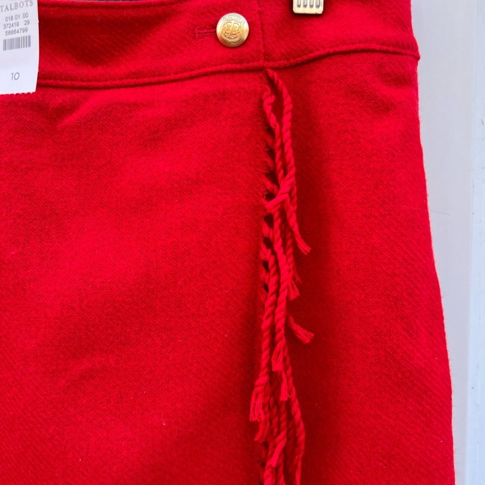 NWT Talbots Perfect For Boots! Red Fun Side Fringe Lined MIDI Skirt - Picture 3 of 4